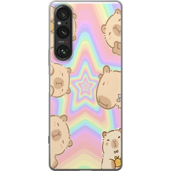 Sony Xperia 1 V Gennemsigtig cover Kawaii Capybara Galaxy Sød Anime Dyr Rummotiv Kawaii Trend Gave TikTok Design