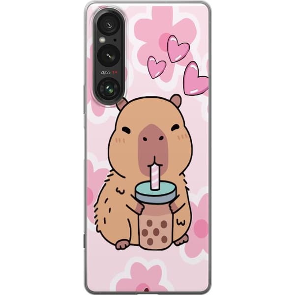 Sony Xperia 1 VI Gjennomsiktig deksel Kawaii Capybara Hjerteanime Stil Søt Design Dyretema TikTok Populær Gave Jente