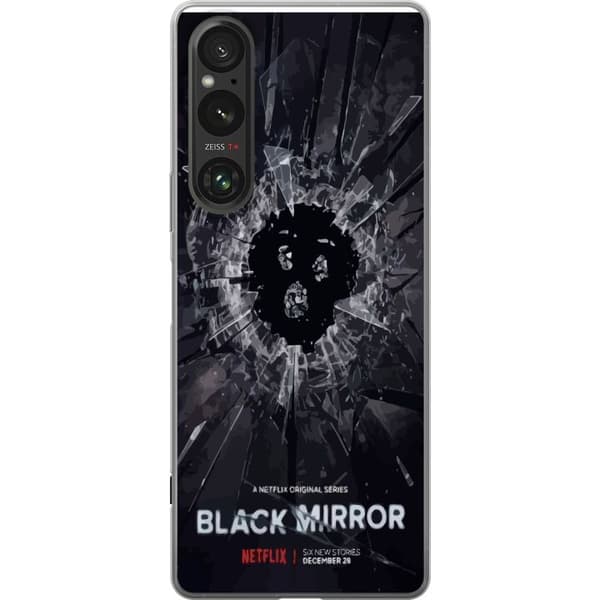 Sony Xperia 1 VI Genomskinligt Skal Black Mirror Sci-Fi Netflix Serie Dystopi Teknik Cyberpunk Mörkt TV Spelmotiv