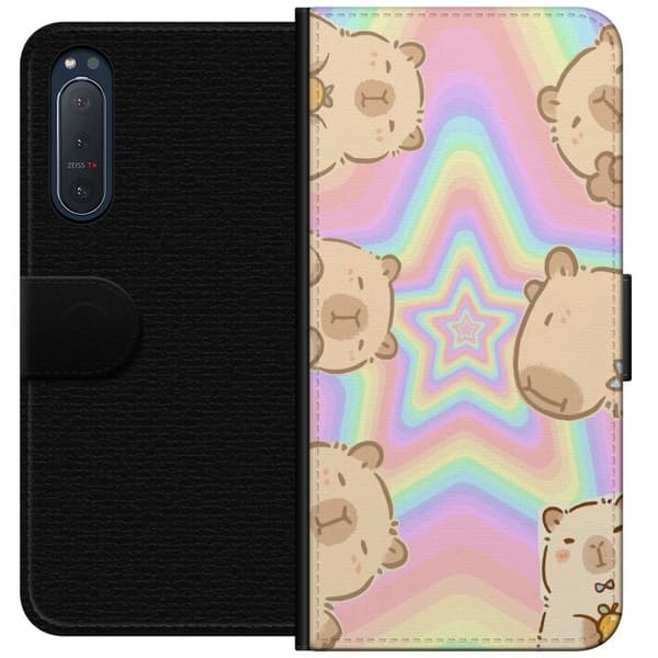 Sony Xperia 5 II Lompakkokotelo Kawaii Capybara Galaxy Söpö Anime Eläin Avaruusteema Kawaii Trendi Lahja TikTok-suunnittelu