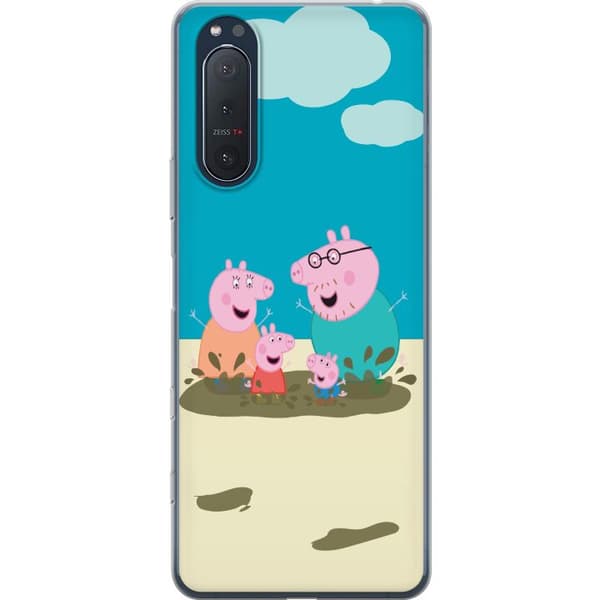 Sony Xperia 5 II Genomskinligt Skal Greta Gris Familjen George Lerpöl Barnmotiv Serie Populär Barnkaraktär Glädje
