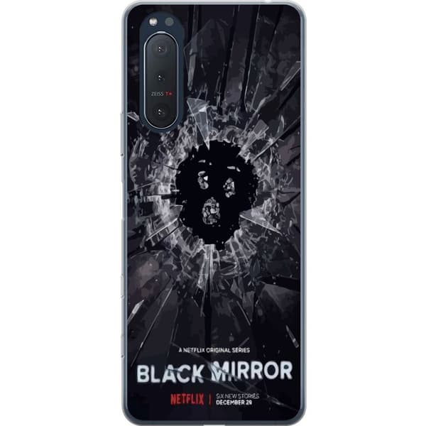 Sony Xperia 5 II Läpinäkyvä kuori Black Mirror Sci-Fi Netflix -sarja Dystopia Teknologia Cyberpunk Synkkä TV Videopeli Teema
