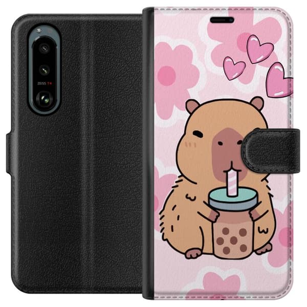Sony Xperia 5 III Lommeboketui Kawaii Capybara Hjerteanime Stil Søt Design Dyretema TikTok Populær Gave Jente