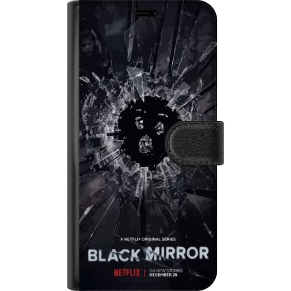 Sony Xperia 5 III Lompakkokotelo Black Mirror Sci-Fi Netflix -sarja Dystopia Teknologia Cyberpunk Synkkä TV Videopeli Teema