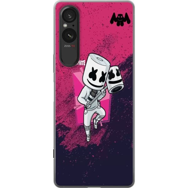 Sony Xperia 5 V Genomskinligt Skal Marshmello Fortnite Skin Emote Gaming DJ Karaktär Populärt Motiv Barn Ungdom Trend