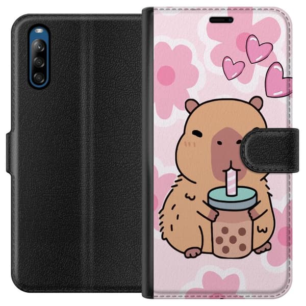 Sony Xperia L4 Tegnebogsetui Kawaii Capybara Hjerte Anime Stil Sød Design Dyremotiv TikTok Populær Gave Pige