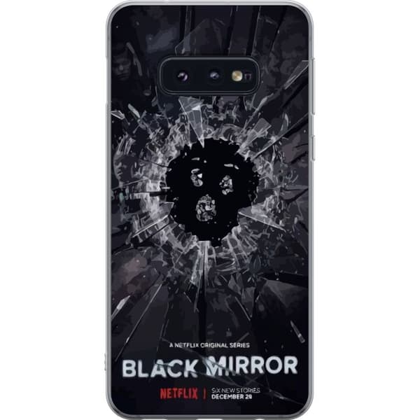 Samsung Galaxy S10e Läpinäkyvä kuori Black Mirror Sci-Fi Netflix -sarja Dystopia Teknologia Cyberpunk Synkkä TV Videopeli Teema