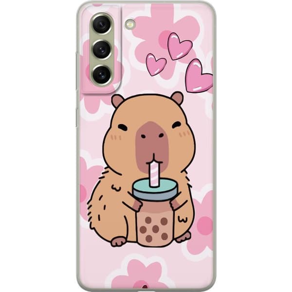 Samsung Galaxy S21 FE 5G Genomskinligt Skal Kawaii Capybara Hjärtan Anime Stil Söt Design Djurmotiv TikTok Populärt Present Tjej