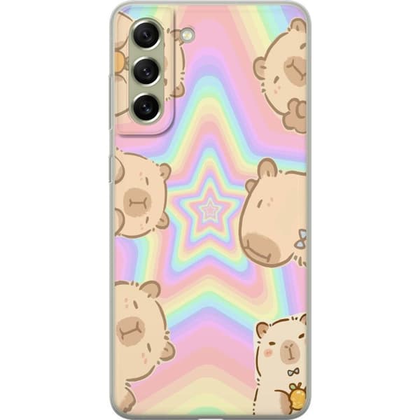 Samsung Galaxy S21 FE 5G Genomskinligt Skal Kawaii Capybara Galaxy Söt Anime Djur Rymdmotiv Kawaii Trend Present TikTok Design