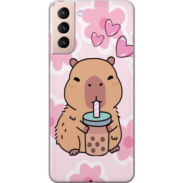Samsung Galaxy S21 Genomskinligt Skal Kawaii Capybara Hjärtan Anime Stil Söt Design Djurmotiv TikTok Populärt Present Tjej