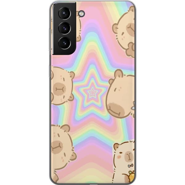 Samsung Galaxy S21+ 5G Genomskinligt Skal Kawaii Capybara Galaxy Söt Anime Djur Rymdmotiv Kawaii Trend Present TikTok Design