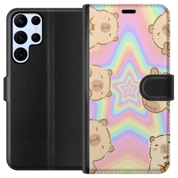 Samsung Galaxy S22 Ultra 5G Tegnebogsetui Kawaii Capybara Galaxy Sød Anime Dyr Rummotiv Kawaii Trend Gave TikTok Design