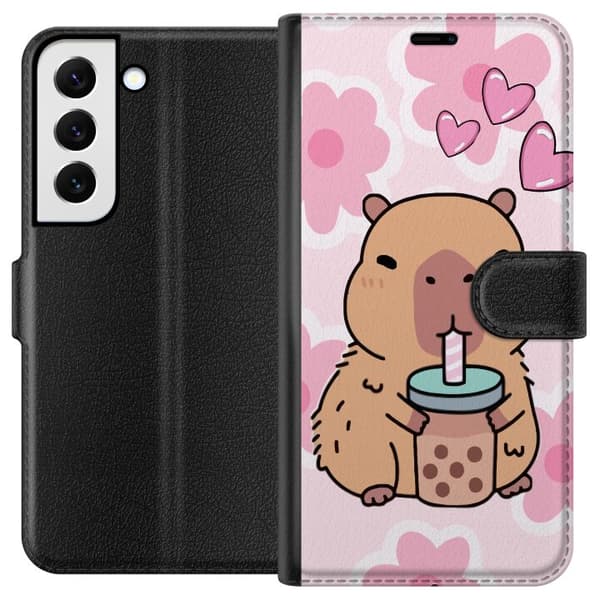 Samsung Galaxy S22 5G Tegnebogsetui Kawaii Capybara Hjerte Anime Stil Sød Design Dyremotiv TikTok Populær Gave Pige