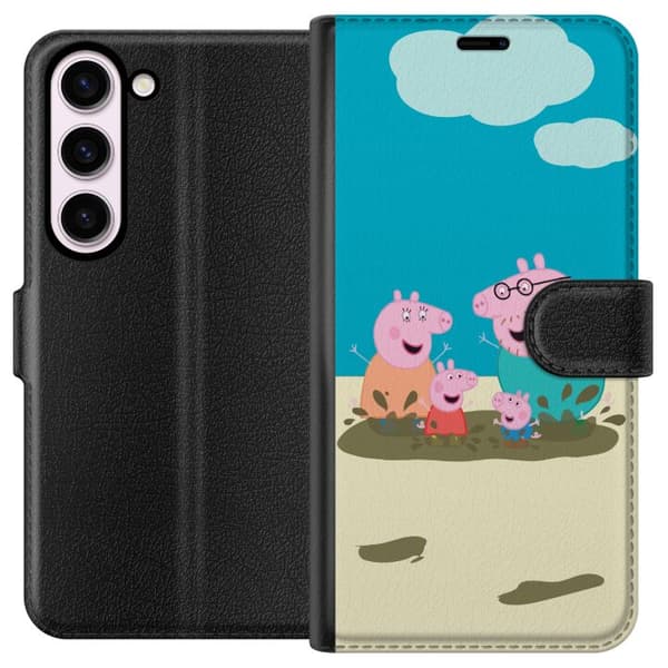 Samsung Galaxy S23 Plånboksfodral Greta Gris Familjen George Lerpöl Barnmotiv Serie Populär Barnkaraktär Glädje