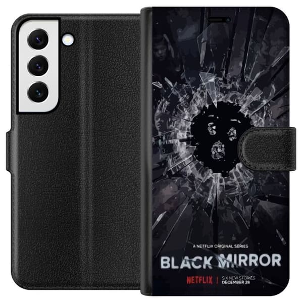 Samsung Galaxy S22+ 5G Tegnebogsetui Black Mirror Sci-Fi Netflix Serie Dystopi Teknologi Cyberpunk Mørkt TV Videospil Tema