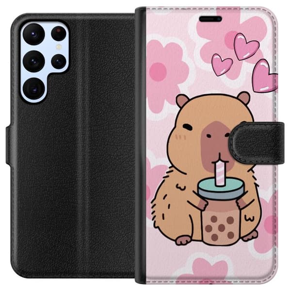 Samsung Galaxy S24 Ultra Tegnebogsetui Kawaii Capybara Hjerte Anime Stil Sød Design Dyremotiv TikTok Populær Gave Pige