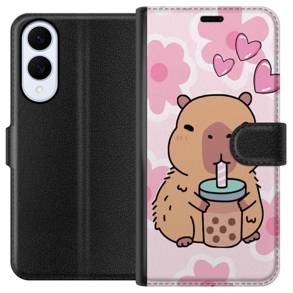 Samsung Galaxy S25 Edge Tegnebogsetui Kawaii Capybara Hjerte Anime Stil Sød Design Dyremotiv TikTok Populær Gave Pige