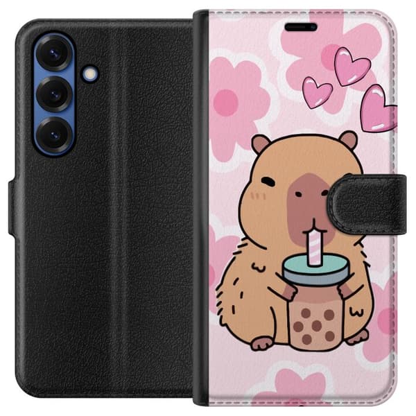 Samsung Galaxy S25+ Tegnebogsetui Kawaii Capybara Hjerte Anime Stil Sød Design Dyremotiv TikTok Populær Gave Pige