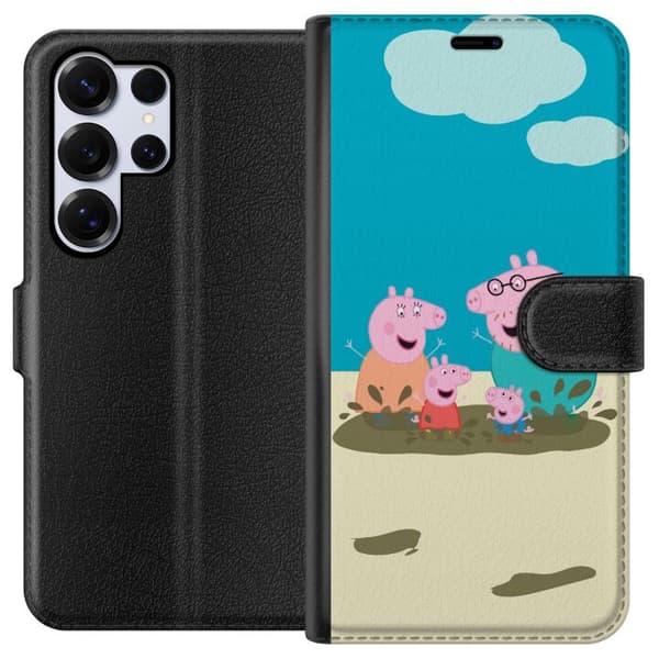 Samsung Galaxy S25 Ultra Plånboksfodral Greta Gris Familjen George Lerpöl Barnmotiv Serie Populär Barnkaraktär Glädje