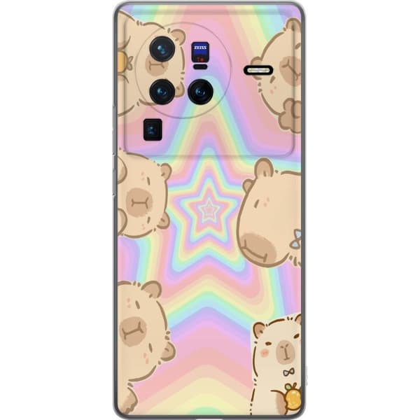 vivo X80 Pro Läpinäkyvä kuori Kawaii Capybara Galaxy Söpö Anime Eläin Avaruusteema Kawaii Trendi Lahja TikTok-suunnittelu