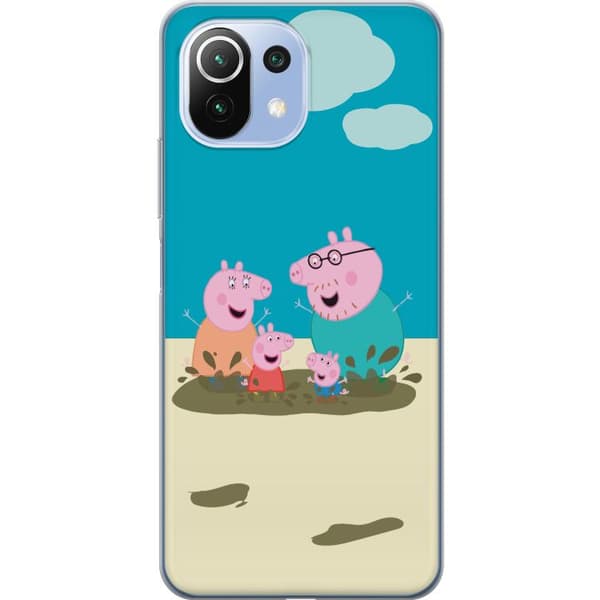 Xiaomi 11 Lite 5G NE Gennemsigtig cover Greta Gris Familie Georg Mudderpøl Børnemotiv Serie Populær Børnekarakter Glæde