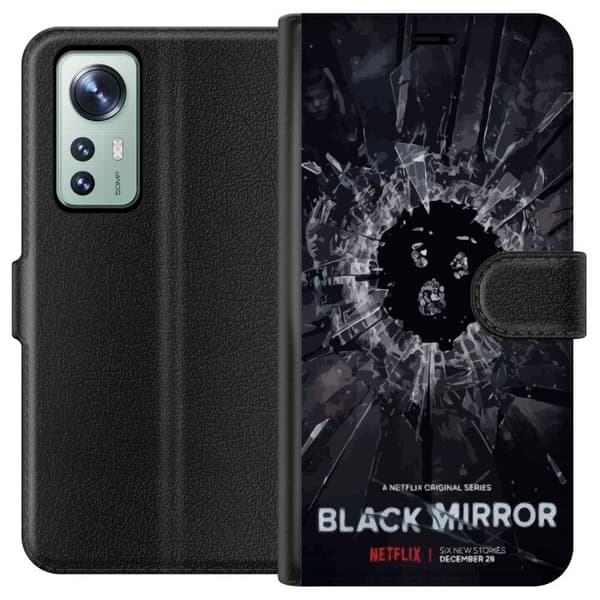 Xiaomi 12 Lompakkokotelo Black Mirror Sci-Fi Netflix -sarja Dystopia Teknologia Cyberpunk Synkkä TV Videopeli Teema