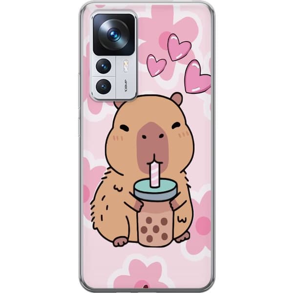 Xiaomi 12T Pro Läpinäkyvä kuori Kawaii Capybara Sydän Anime-tyyli Söpö Suunnittelu Eläinaihe TikTok Suosittu Lahja Tyttö
