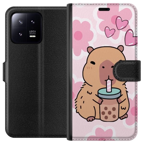 Xiaomi 13 Tegnebogsetui Kawaii Capybara Hjerte Anime Stil Sød Design Dyremotiv TikTok Populær Gave Pige