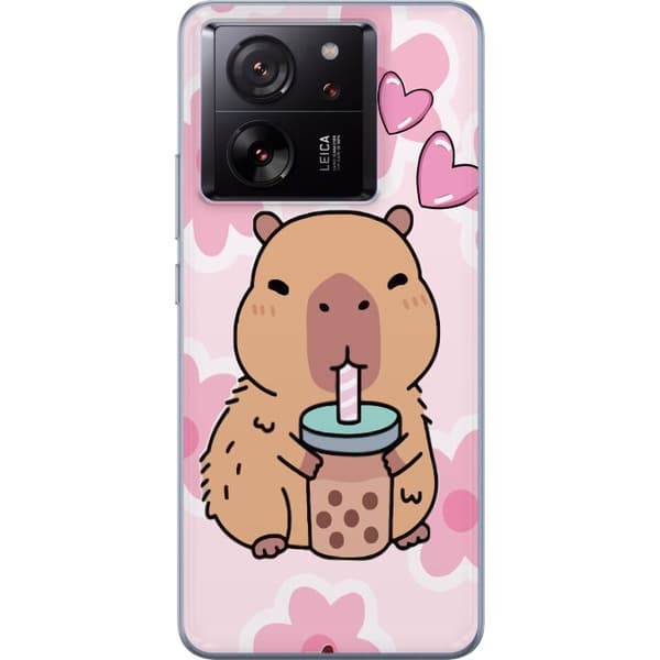 Xiaomi 13T Pro Genomskinligt Skal Kawaii Capybara Hjärtan Anime Stil Söt Design Djurmotiv TikTok Populärt Present Tjej