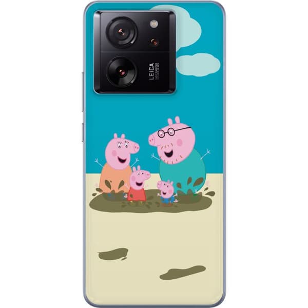 Xiaomi 13T Pro Genomskinligt Skal Greta Gris Familjen George Lerpöl Barnmotiv Serie Populär Barnkaraktär Glädje