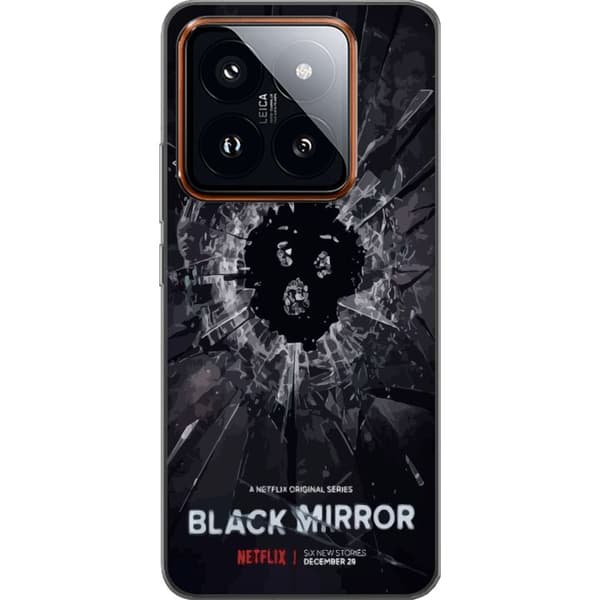Xiaomi 14 Pro Läpinäkyvä kuori Black Mirror Sci-Fi Netflix -sarja Dystopia Teknologia Cyberpunk Synkkä TV Videopeli Teema
