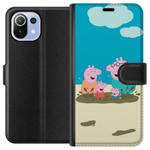 Xiaomi Mi 11 Lite Tegnebogsetui Greta Gris Familie Georg Mudderpøl Børnemotiv Serie Populær Børnekarakter Glæde