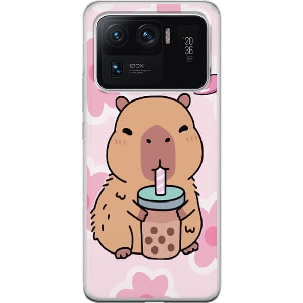 Xiaomi Mi 11 Ultra Läpinäkyvä kuori Kawaii Capybara Sydän Anime-tyyli Söpö Suunnittelu Eläinaihe TikTok Suosittu Lahja Tyttö
