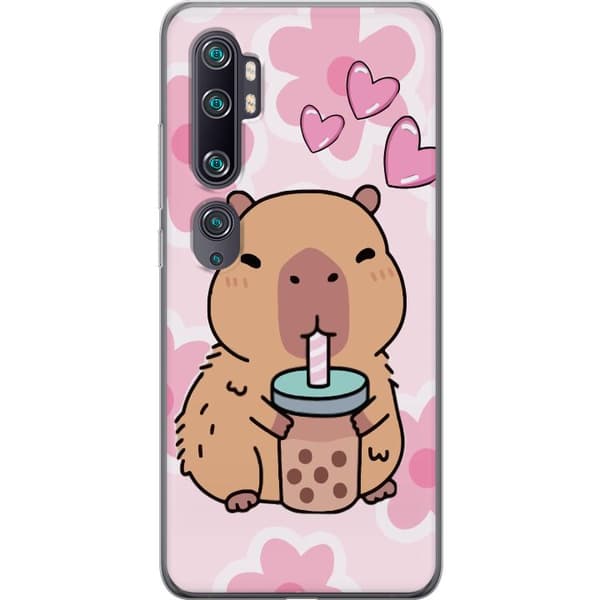 Xiaomi Mi Note 10 Gennemsigtig cover Kawaii Capybara Hjerte Anime Stil Sød Design Dyremotiv TikTok Populær Gave Pige