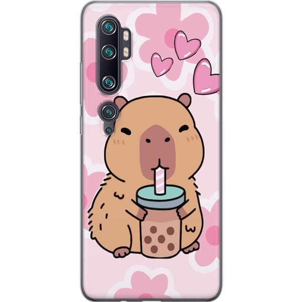Xiaomi Mi Note 10 Pro Gennemsigtig cover Kawaii Capybara Hjerte Anime Stil Sød Design Dyremotiv TikTok Populær Gave Pige