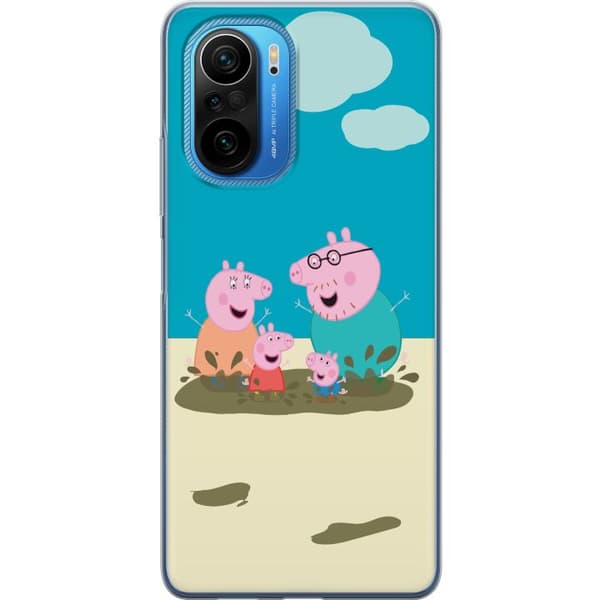 Xiaomi Poco F3 Gennemsigtig cover Greta Gris Familie Georg Mudderpøl Børnemotiv Serie Populær Børnekarakter Glæde