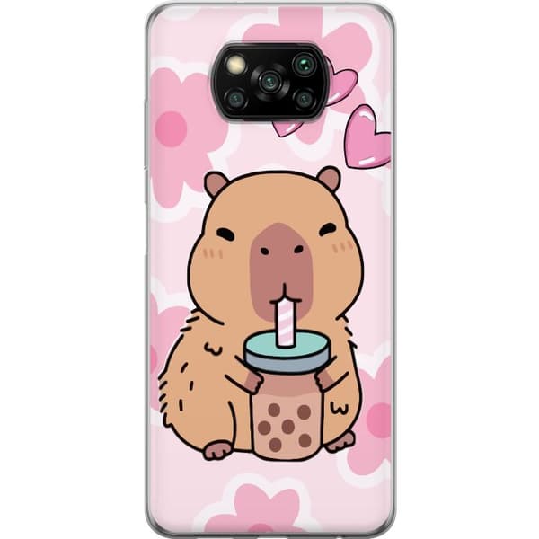 Xiaomi Poco X3 NFC Gennemsigtig cover Kawaii Capybara Hjerte Anime Stil Sød Design Dyremotiv TikTok Populær Gave Pige