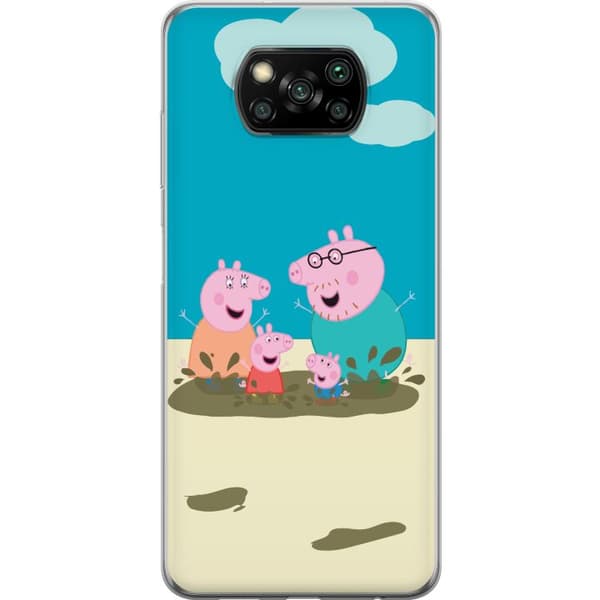 Xiaomi Poco X3 NFC Genomskinligt Skal Greta Gris Familjen George Lerpöl Barnmotiv Serie Populär Barnkaraktär Glädje