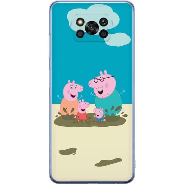 Xiaomi Poco X3 Pro Gennemsigtig cover Greta Gris Familie Georg Mudderpøl Børnemotiv Serie Populær Børnekarakter Glæde