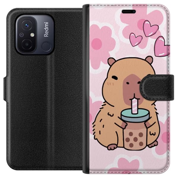 Xiaomi Redmi 12C Plånboksfodral Kawaii Capybara Hjärtan Anime Stil Söt Design Djurmotiv TikTok Populärt Present Tjej