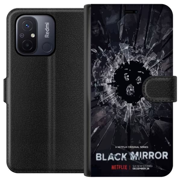 Xiaomi Redmi 12C Plånboksfodral Black Mirror Sci-Fi Netflix Serie Dystopi Teknik Cyberpunk Mörkt TV Spelmotiv