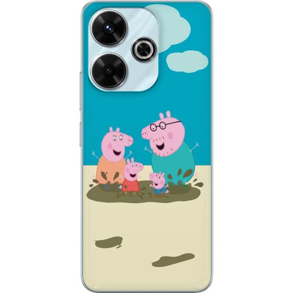 Xiaomi Redmi 13 Gennemsigtig cover Greta Gris Familie Georg Mudderpøl Børnemotiv Serie Populær Børnekarakter Glæde