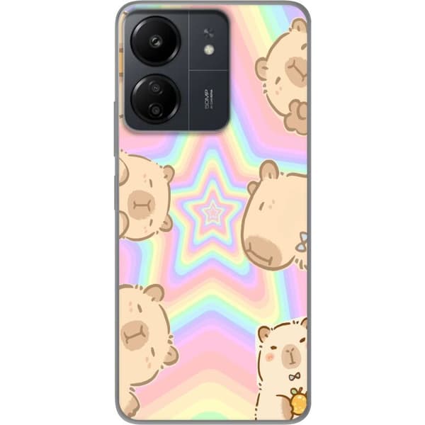 Xiaomi Redmi 13C Läpinäkyvä kuori Kawaii Capybara Galaxy Söpö Anime Eläin Avaruusteema Kawaii Trendi Lahja TikTok-suunnittelu