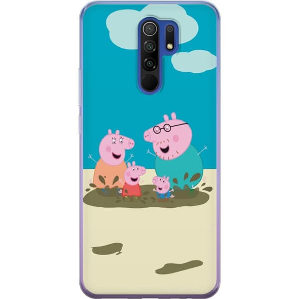 Xiaomi Redmi 9 Gennemsigtig cover Greta Gris Familie Georg Mudderpøl Børnemotiv Serie Populær Børnekarakter Glæde