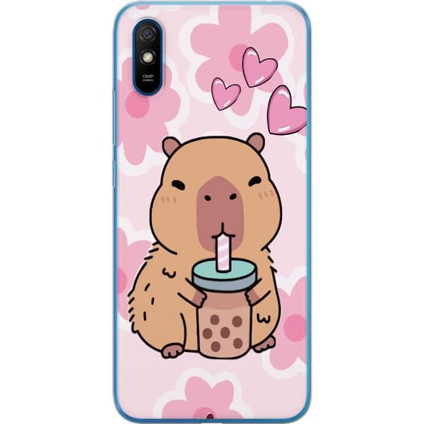 Xiaomi Redmi 9A Genomskinligt Skal Kawaii Capybara Hjärtan Anime Stil Söt Design Djurmotiv TikTok Populärt Present Tjej