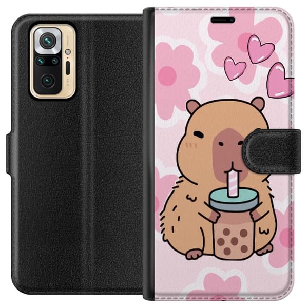 Xiaomi Redmi Note 10 Pro Lommeboketui Kawaii Capybara Hjerteanime Stil Søt Design Dyretema TikTok Populær Gave Jente
