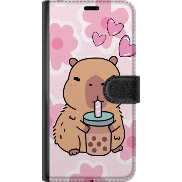 Xiaomi Redmi Note 11 Tegnebogsetui Kawaii Capybara Hjerte Anime Stil Sød Design Dyremotiv TikTok Populær Gave Pige