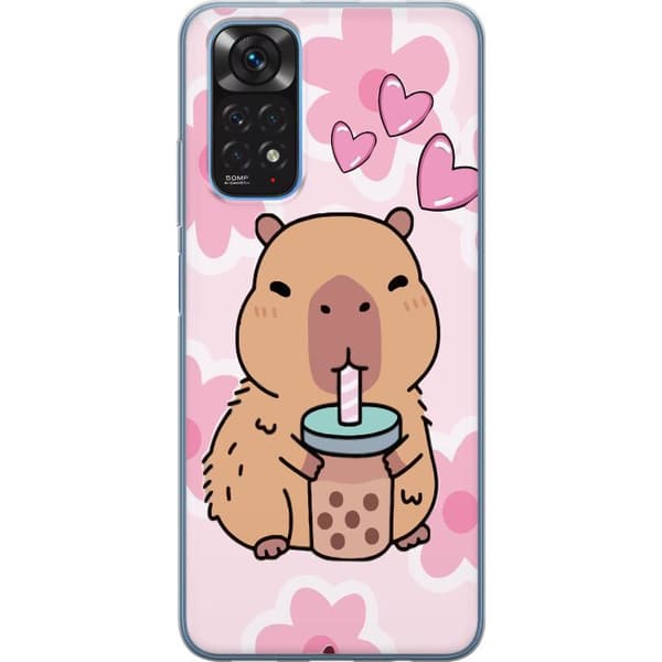 Xiaomi Redmi Note 11 Genomskinligt Skal Kawaii Capybara Hjärtan Anime Stil Söt Design Djurmotiv TikTok Populärt Present Tjej