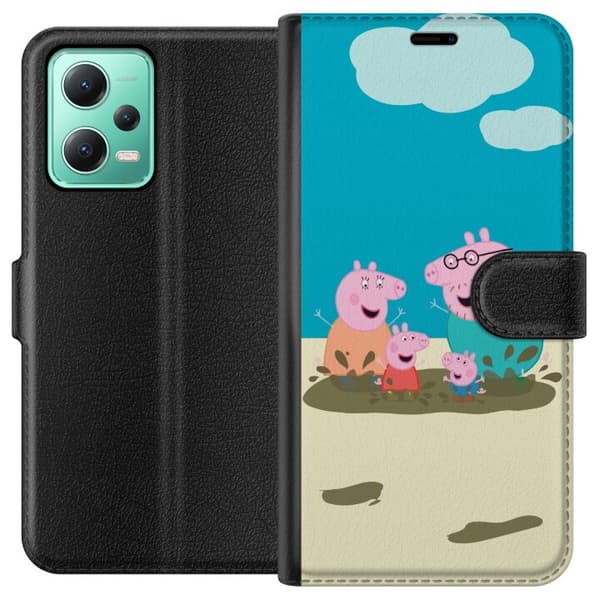 Xiaomi Redmi Note 12 Plånboksfodral Greta Gris Familjen George Lerpöl Barnmotiv Serie Populär Barnkaraktär Glädje