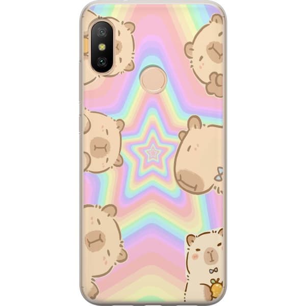 Xiaomi Redmi 6 Pro Läpinäkyvä kuori Kawaii Capybara Galaxy Söpö Anime Eläin Avaruusteema Kawaii Trendi Lahja TikTok-suunnittelu